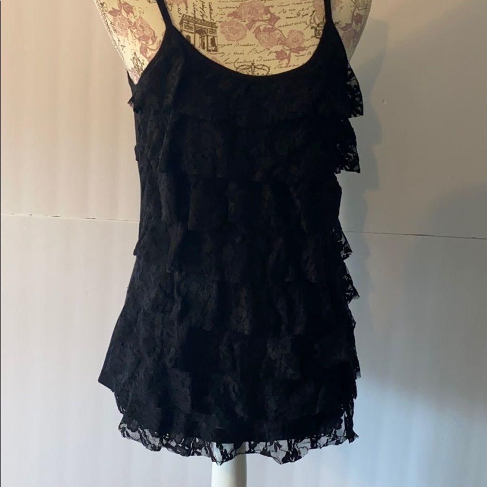 David by David Khan black layered tank top